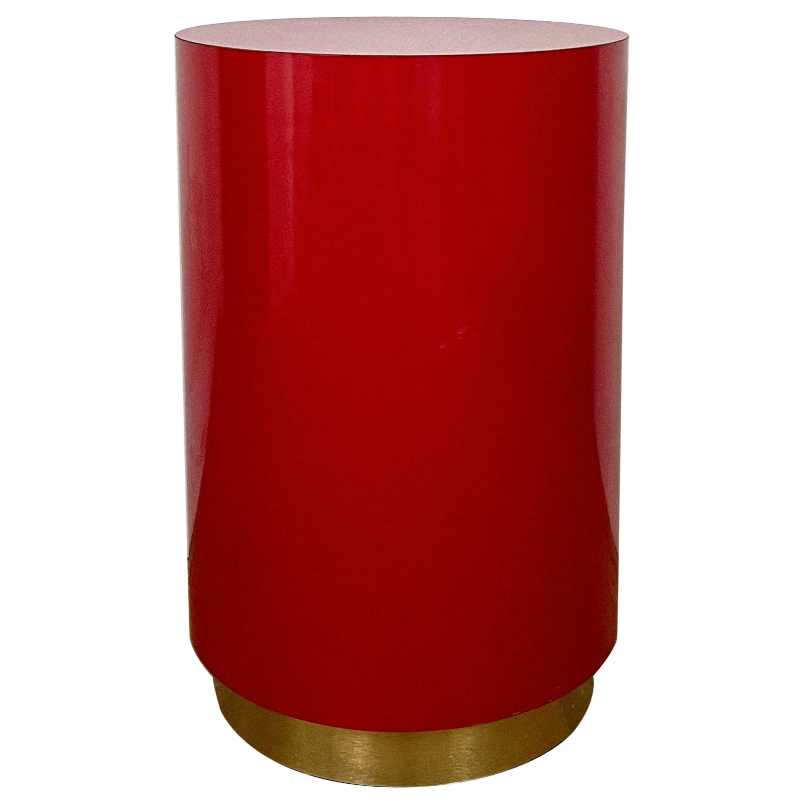 Table d'appoint vintage à tambour rouge des années 1980