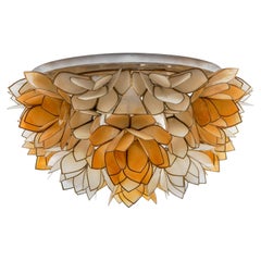 Flower Spherical Wall or Ceiling Lamps Made of Mother-of-Pearl in Orange, 1960s