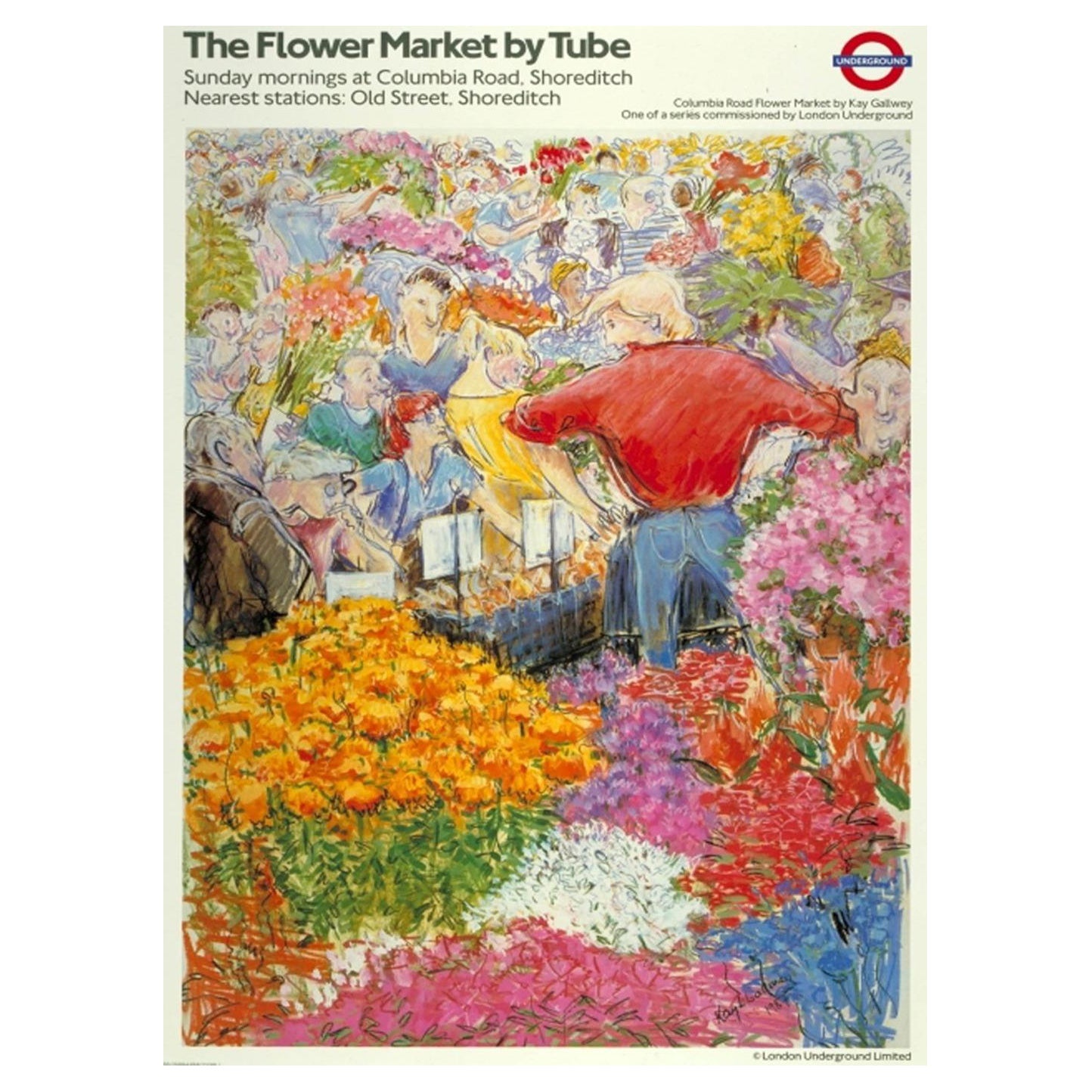 1987 TFL - The Flower Market by Tube Original Vintage Poster For Sale