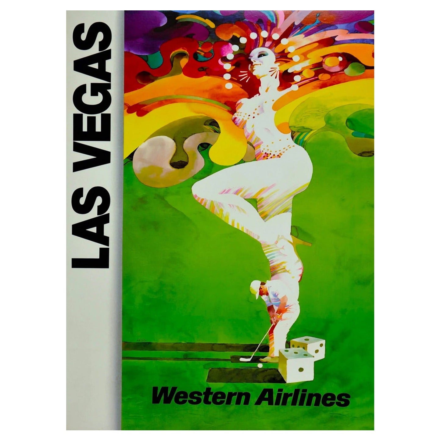 1980 Las Vegas - Western Air Lines Original Vintage Poster For Sale