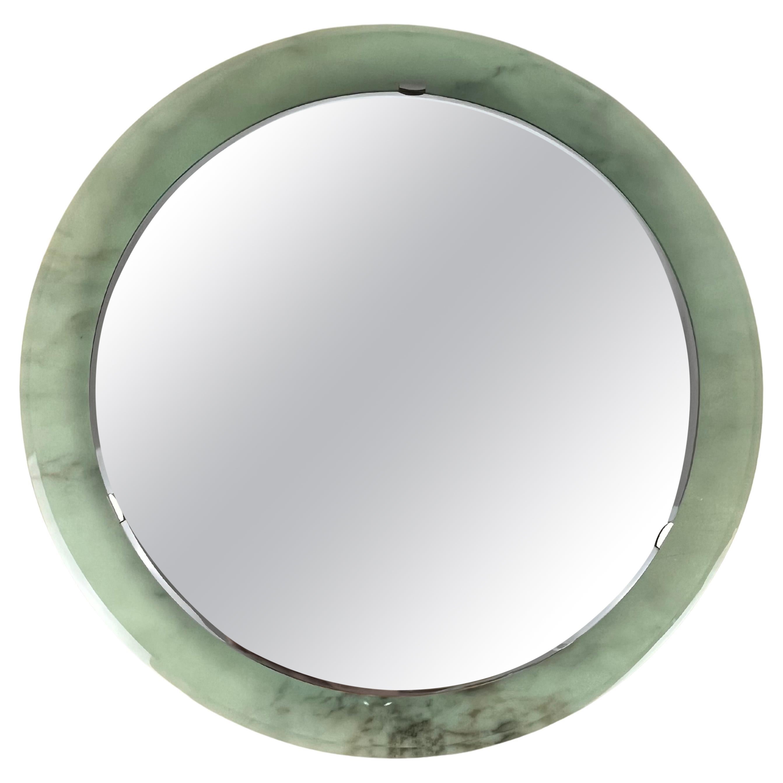 Mid-Century Curved Round Mirror Attributed to Max Ingrand for Fontana Arte 1960s