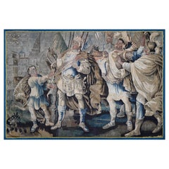 Large Fragment Of French Aubusson Tapestry 17th Century - War Scene - N° 1362