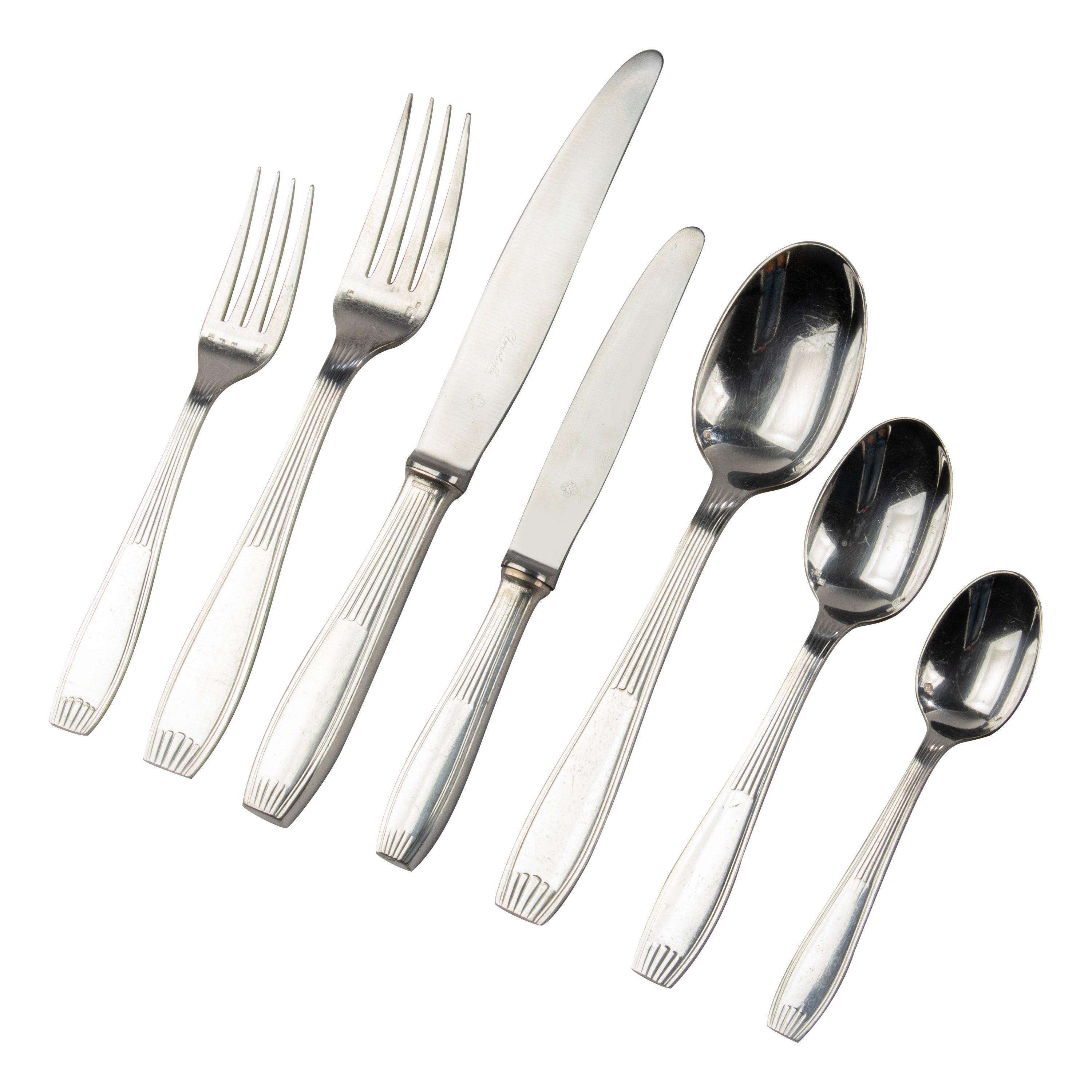 84-Piece Set Silver-plated Tableware - Christofle - Art Deco  For Sale