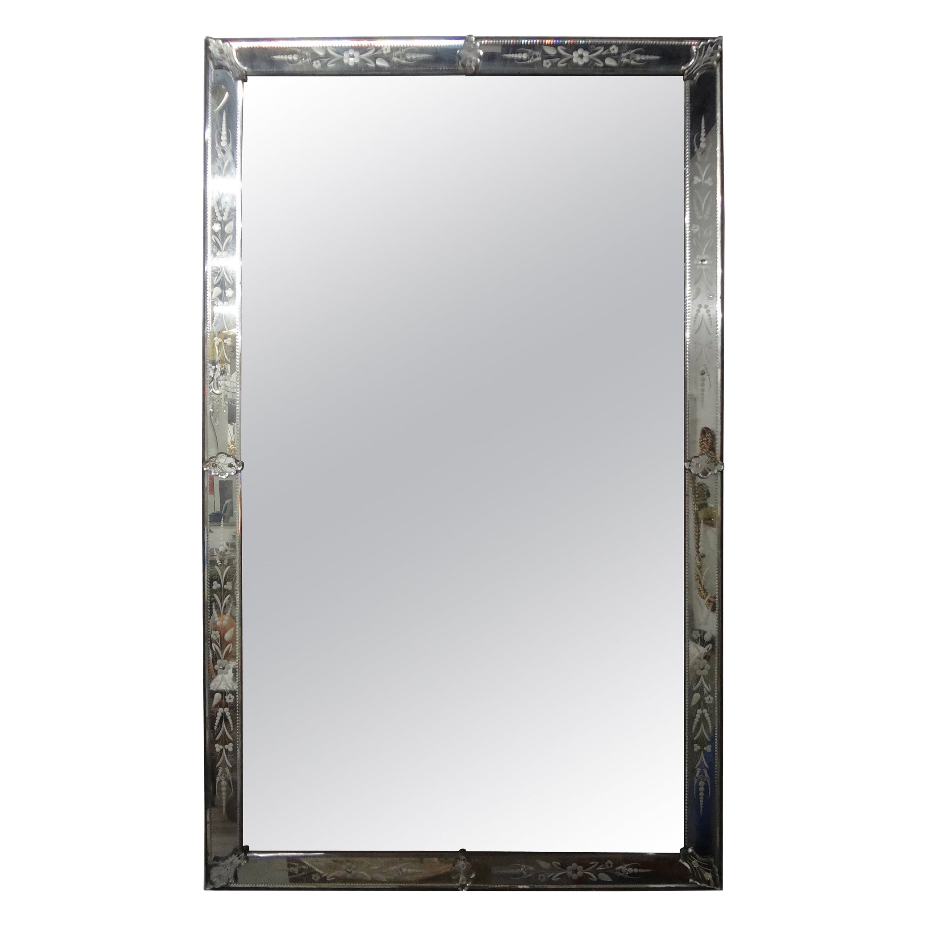 Large Venetian Mirror, Etched And Beveled