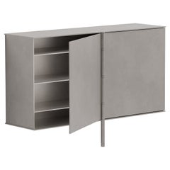 Board Game Cabinet Wall Mounted Shelf in Waxed Aluminum Plate by Jonathan Nesci