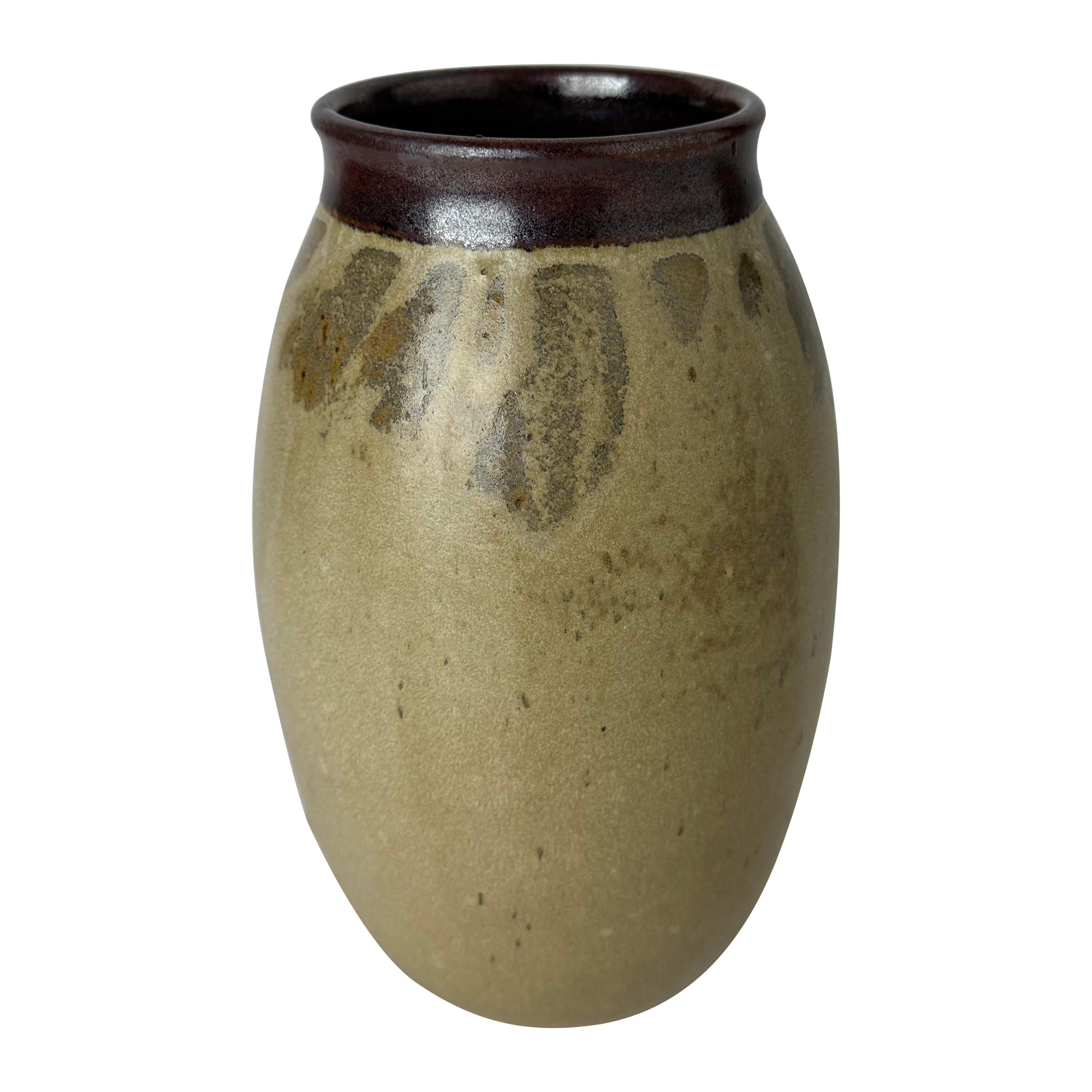 Vase à fleurs en poterie vintage des années 1970