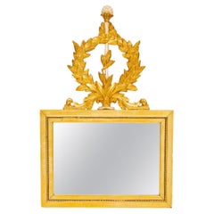 Italian Hand Painted Giltwood Frame Louis XVI Style Wall Mirror
