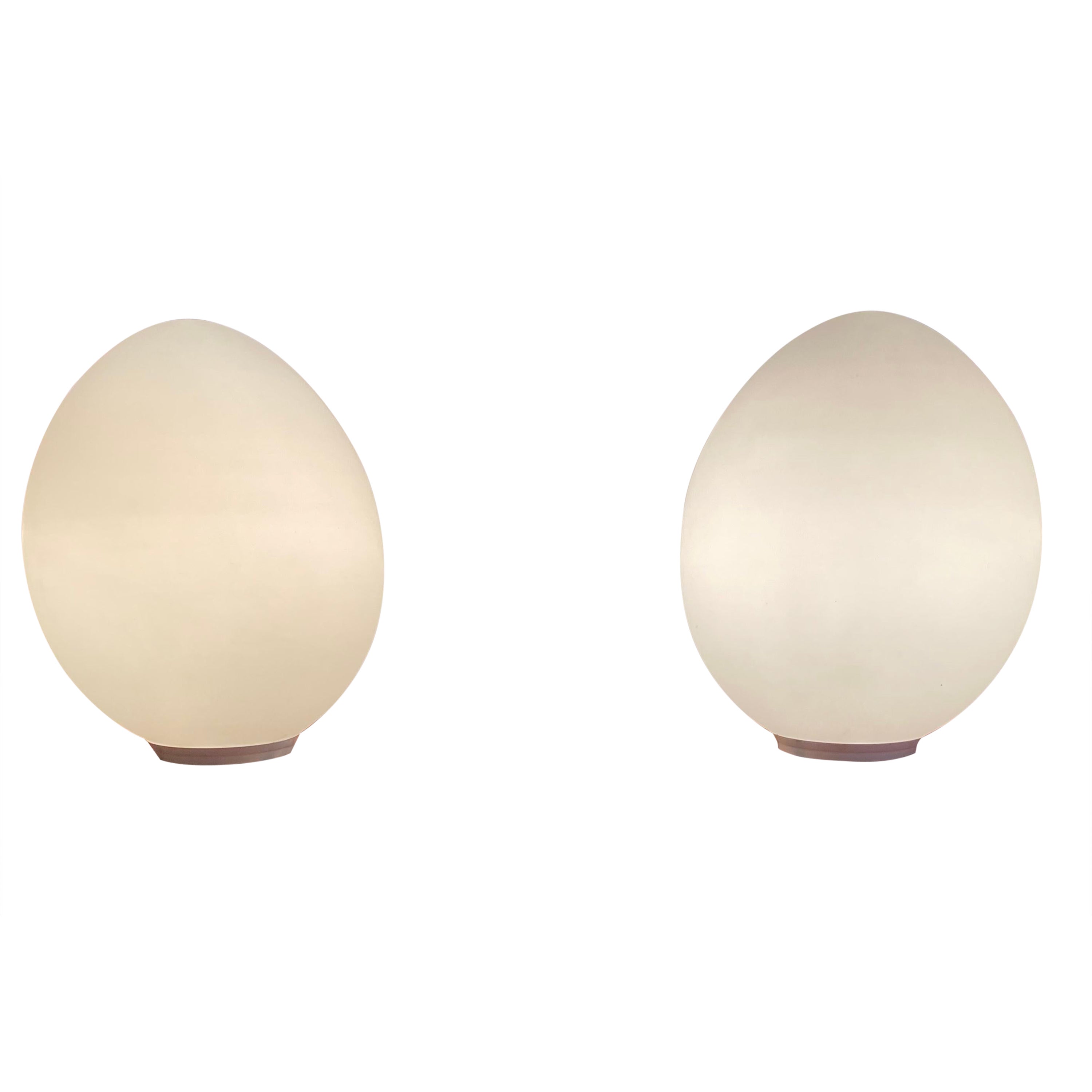 Pair Large Laurel Lamp Company Glass Egg Lamps. Italian Glass