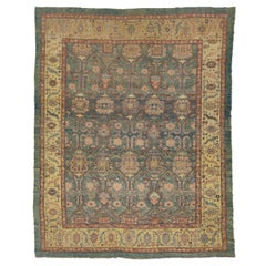 Vintage Style Bakshaish Handmade Floral Wool Rug In Blue  