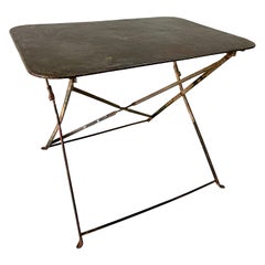 Vintage French Distressed Metal Folding Bistro Table