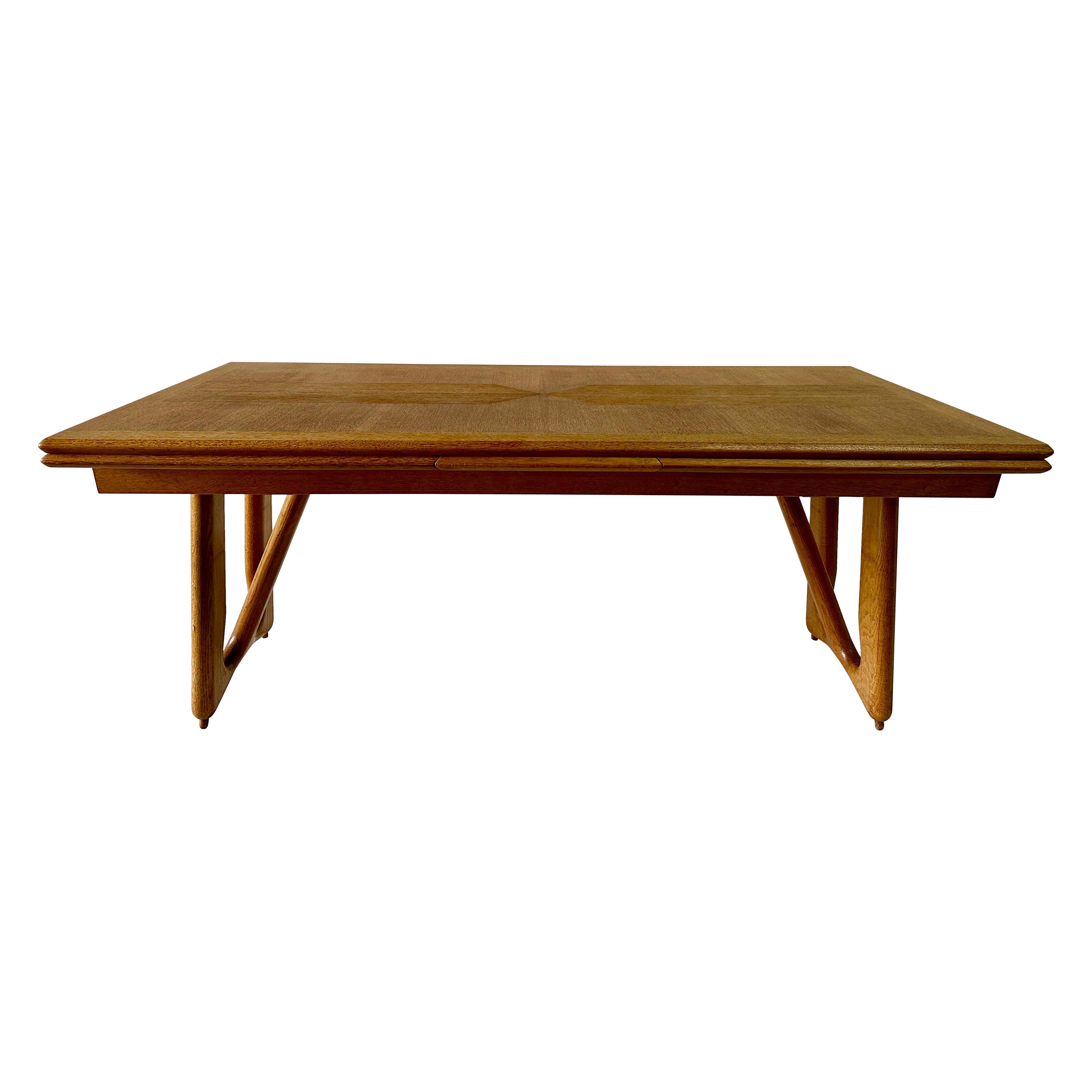 Guillerme et Chambron Oak Dining Table w/ Extension - Model "a L'Italienne" For Sale