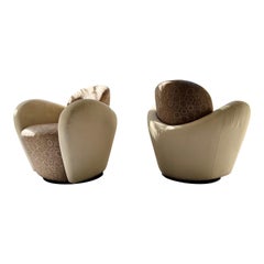 Retro Michael Wolk Swivel Chairs, a pair