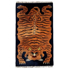 Hand Crafted Vintage Tibetan Tiger Rug 