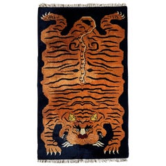 Hand Crafted Vintage Tibetan Tiger Rug