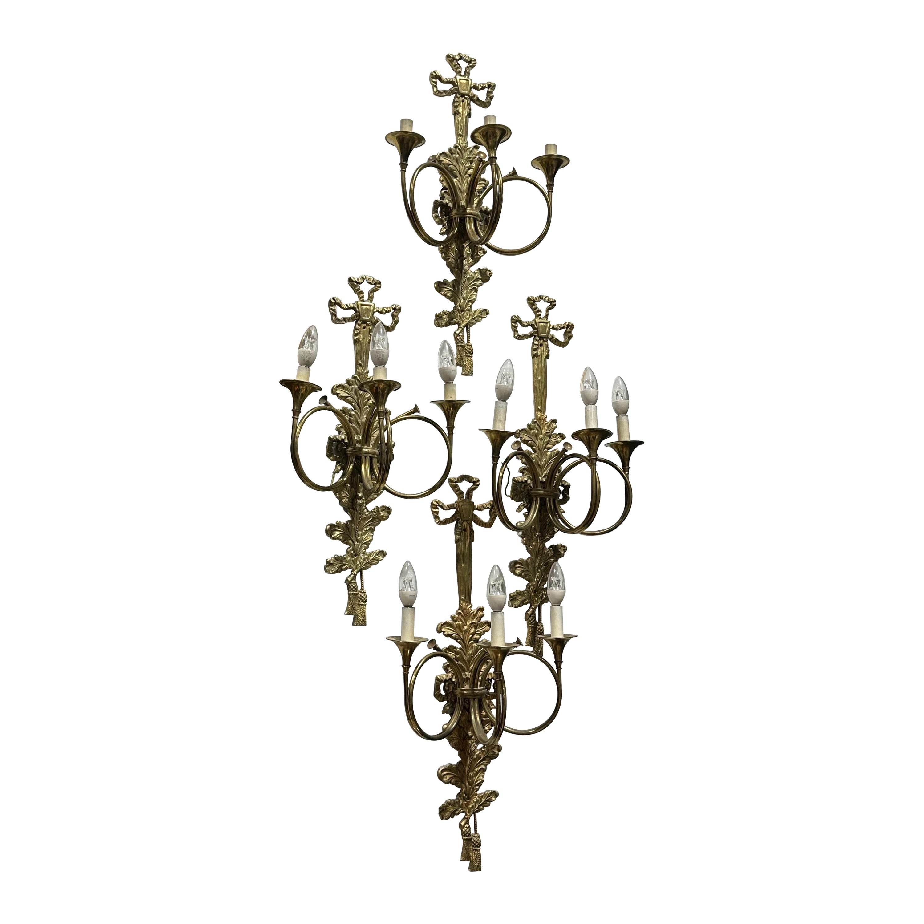 Fantastic, Victorian, 14x bronze trumpet wall lights, from the Randolph hotel uk For Sale