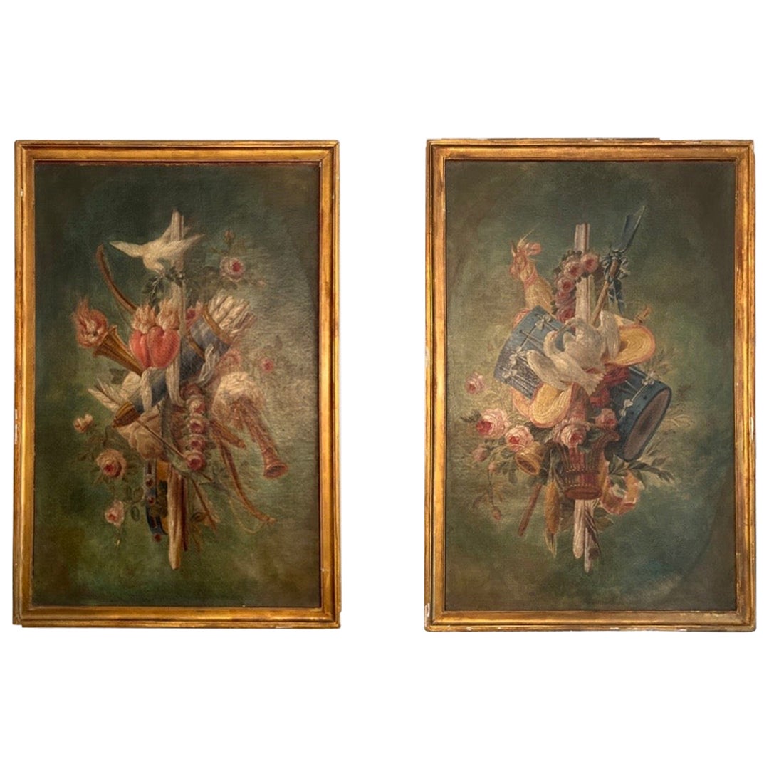 Pair, 18th Century French School Natura Morta Paintings - Museum Label For Sale