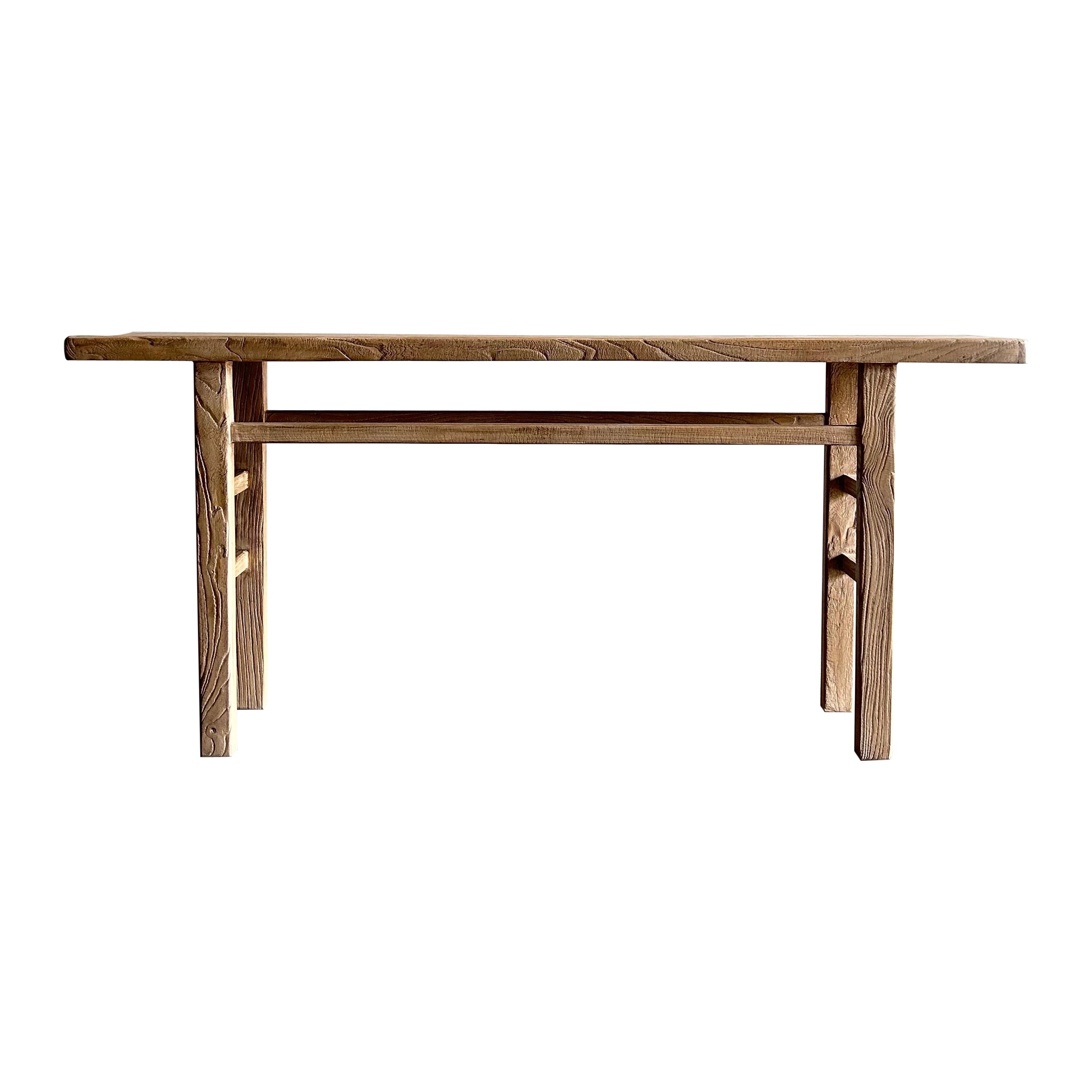 Table console en bois d'orme récupéré sur mesure en vente