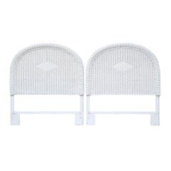 Used White Rattan Twin Headboards - a Pair