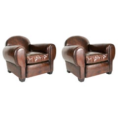 Pair of Normandy Leather Club Chairs - Jean de Merry