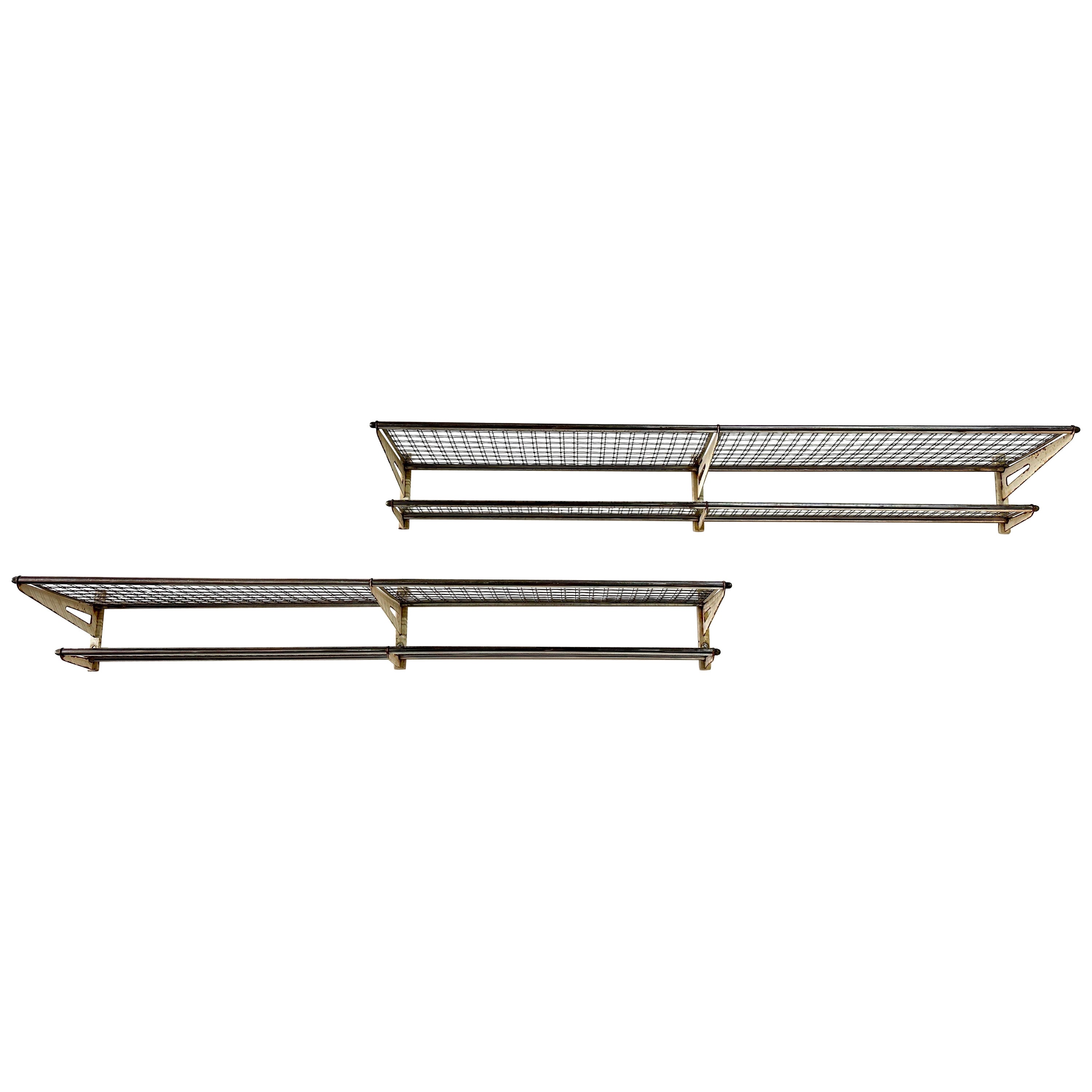 French Modernist Wall-Mounted Train Luggage and Hat Racks (Two Available)
