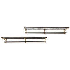 French Modernist Wall-Mounted Train Luggage and Hat Racks (Two Available)