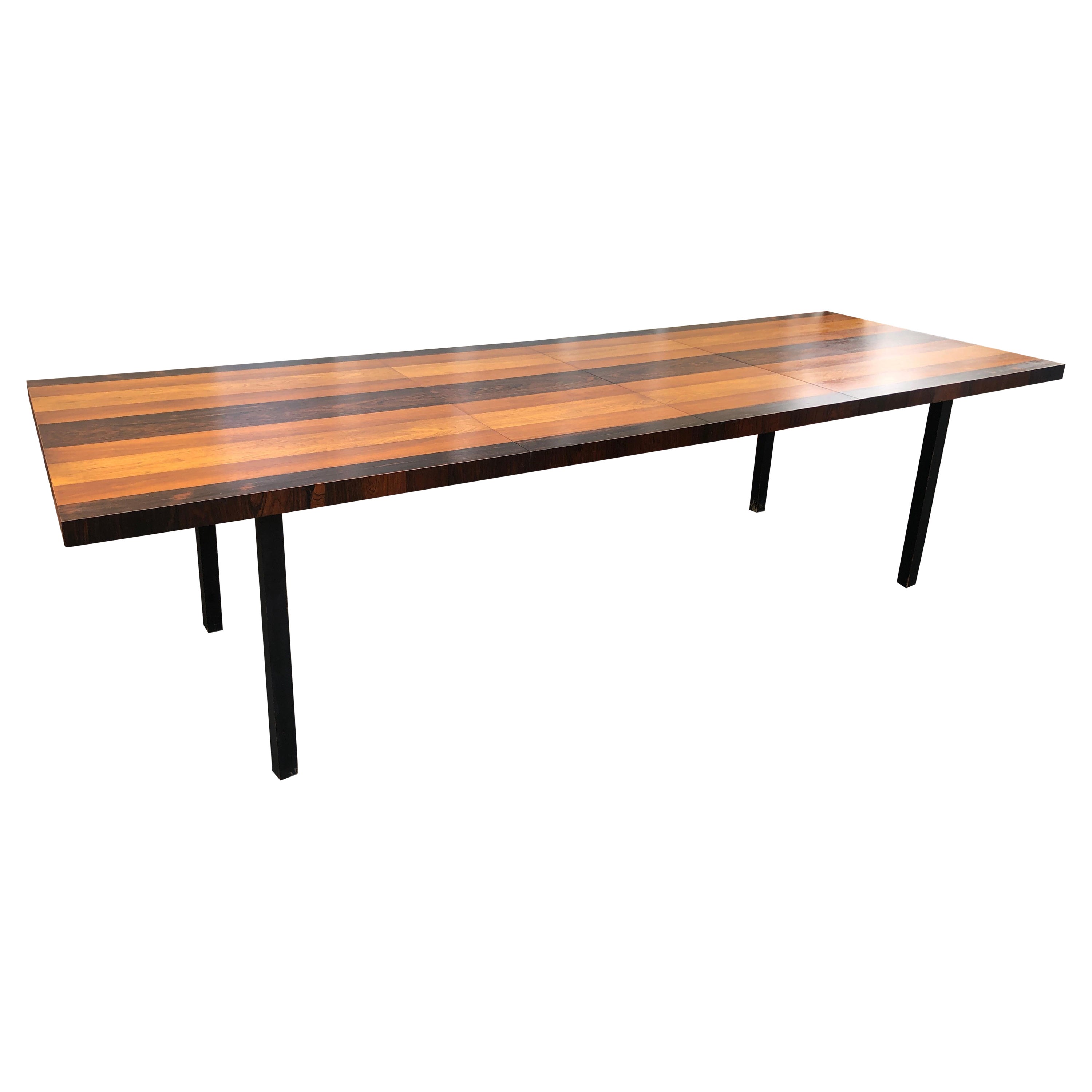 Marvelous Milo Baughman for Directional Multi Wood Dining Table Mid-Century  For Sale
