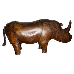 Retro 1960s Dimitri Omersa for Abercrombie and Fitch Leather Rhino Animal Ottoman