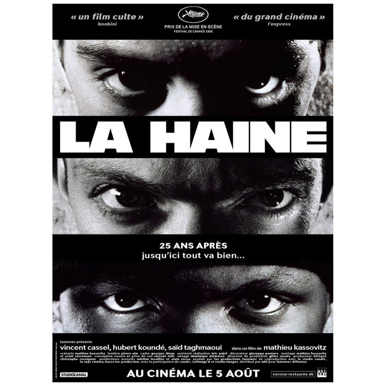 Affiche vintage originale La Haine (française), 1995
