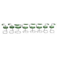 Retro Set of 8 Green Cobra Chairs by Giotto Stoppino, Italy, 1970s