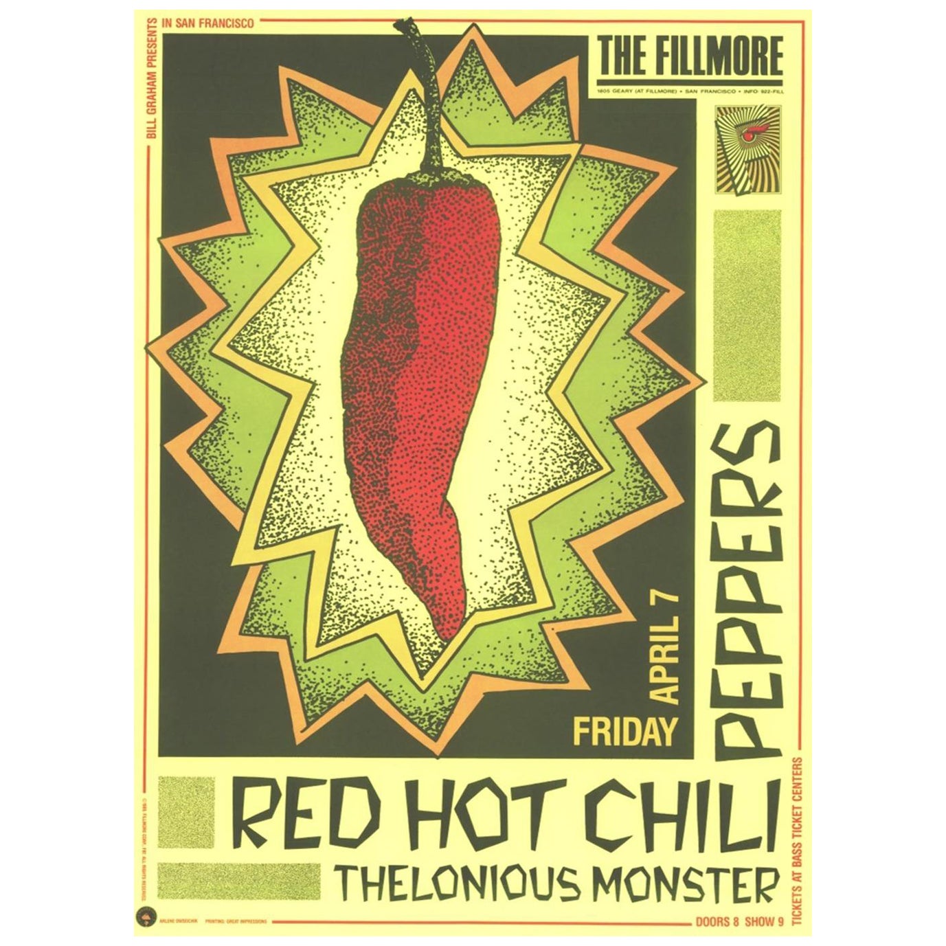 1989 Red Hot Chili Peppers - The Fillmore Original Vintage Poster