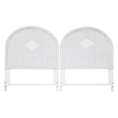 Retro White Wicker Twin Headboards - a Pair