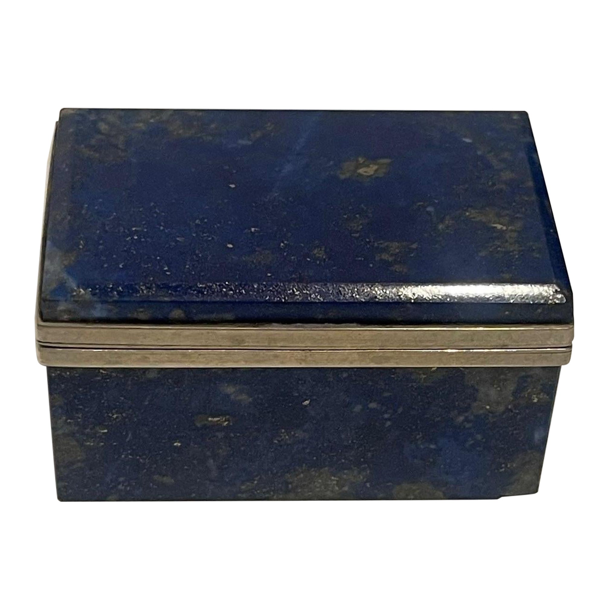Small Blue Lapis Lazuli Pill or Trinket Box For Sale