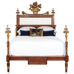 Antique 19th Century Italian Empire Giltwood Queen Bed