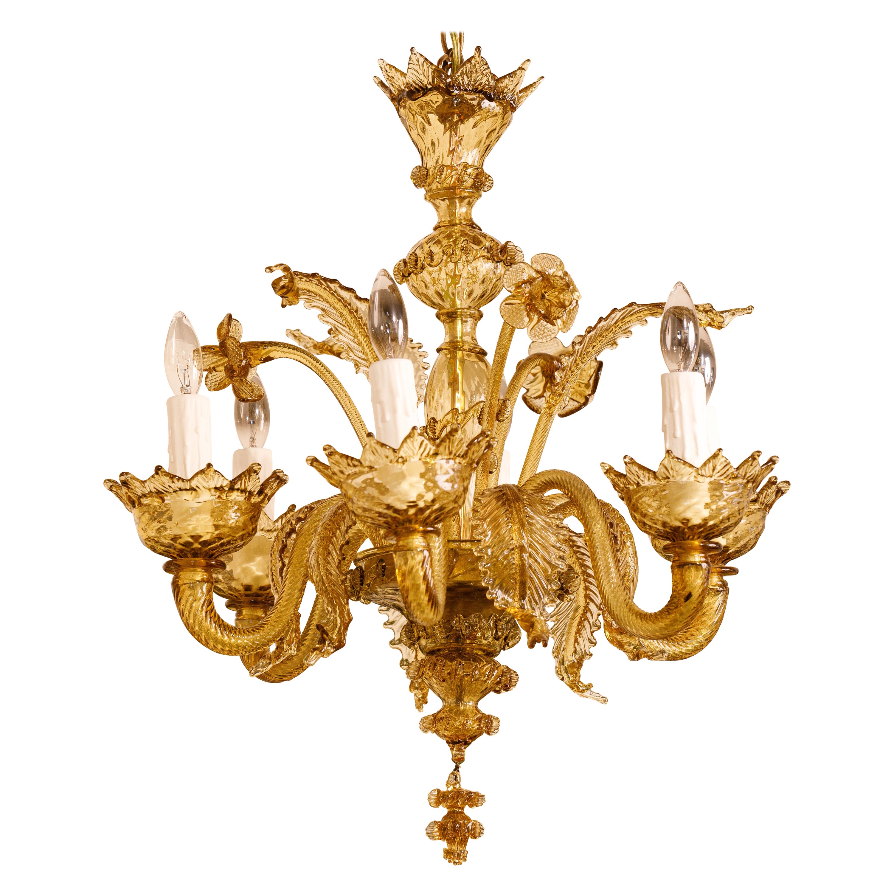 Lustre Vintage Murano Classic de couleur Or/Ambre