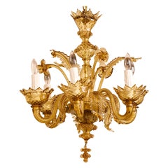 Vintage Murano Classic Chandelier of Gold/Amber Color