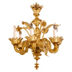 Vintage Murano Classic Kronleuchter von Gold/Bernstein Farbe
