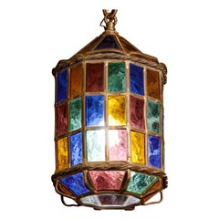 Vintage English Stained Glass Pendant