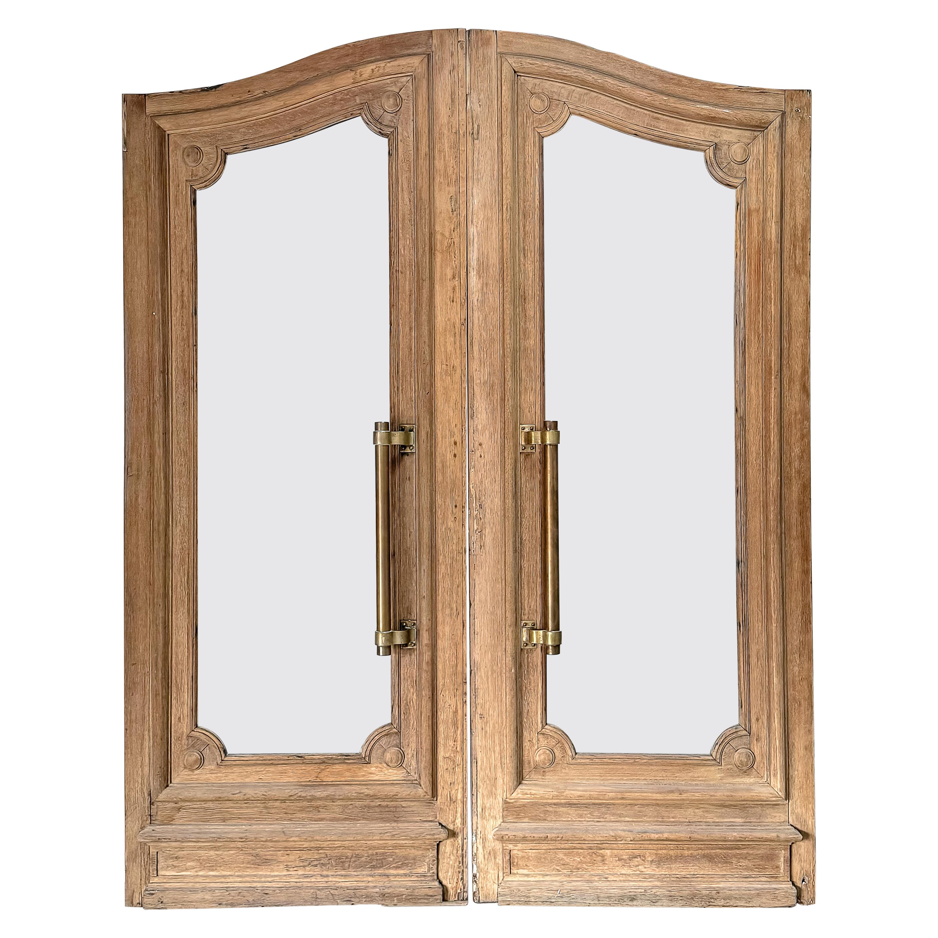 Reclaimed Washed Oak French Exterior Bank Doors For Sale