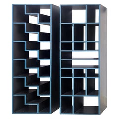 Retro Rhomboid Post-Modern Marcello Morandini "Corner" Shelves, Rosenthal, Pair