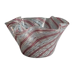 Mid Century Modern Italian Murano Latticino Art Glass Handkerchief Bowl C1950