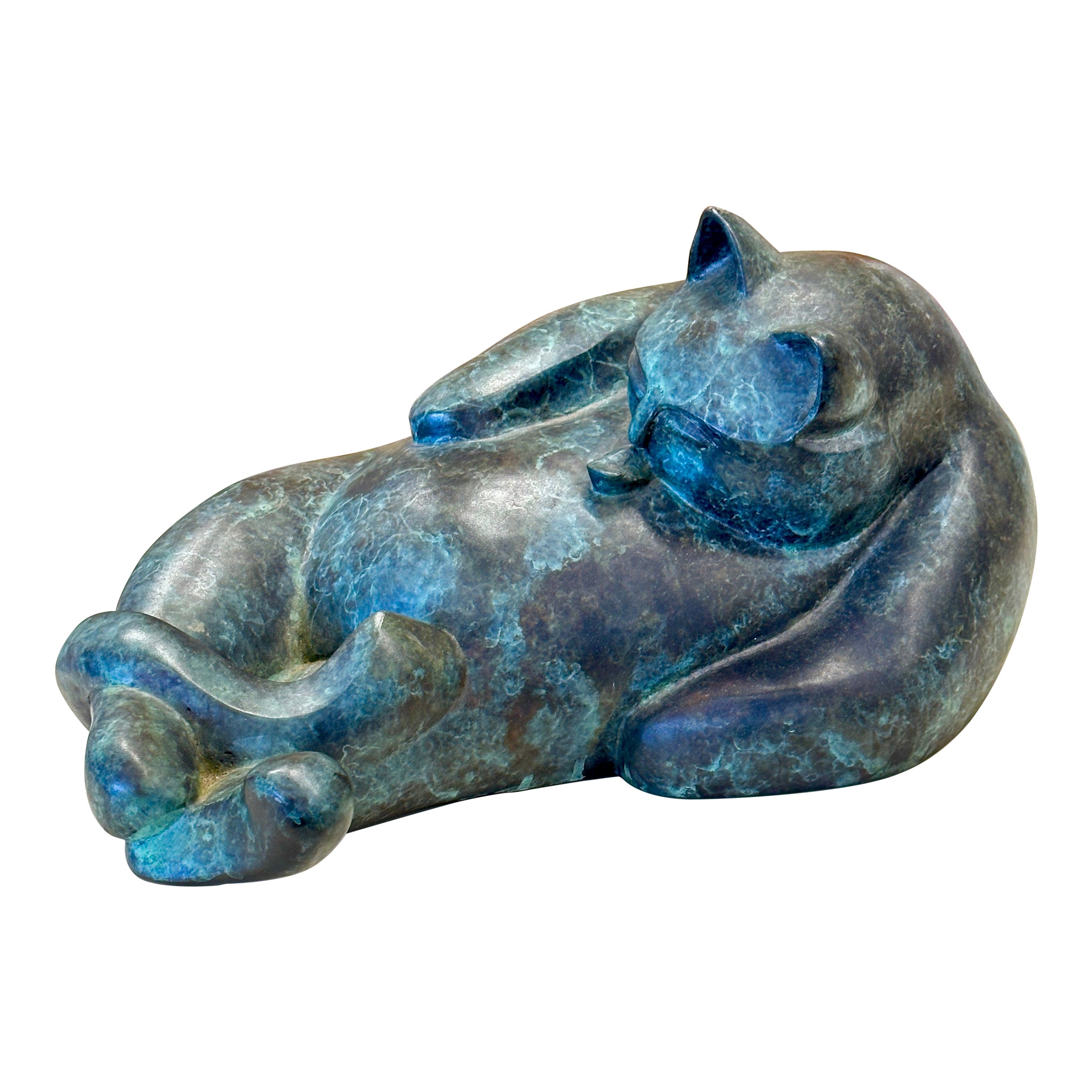 Barbara Beretich “Tanko” Bronze Cat Sculpture 1996 For Sale