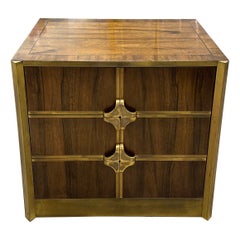 Vintage  1970’s Mastercraft Walnut and Brass Chest of Drawers