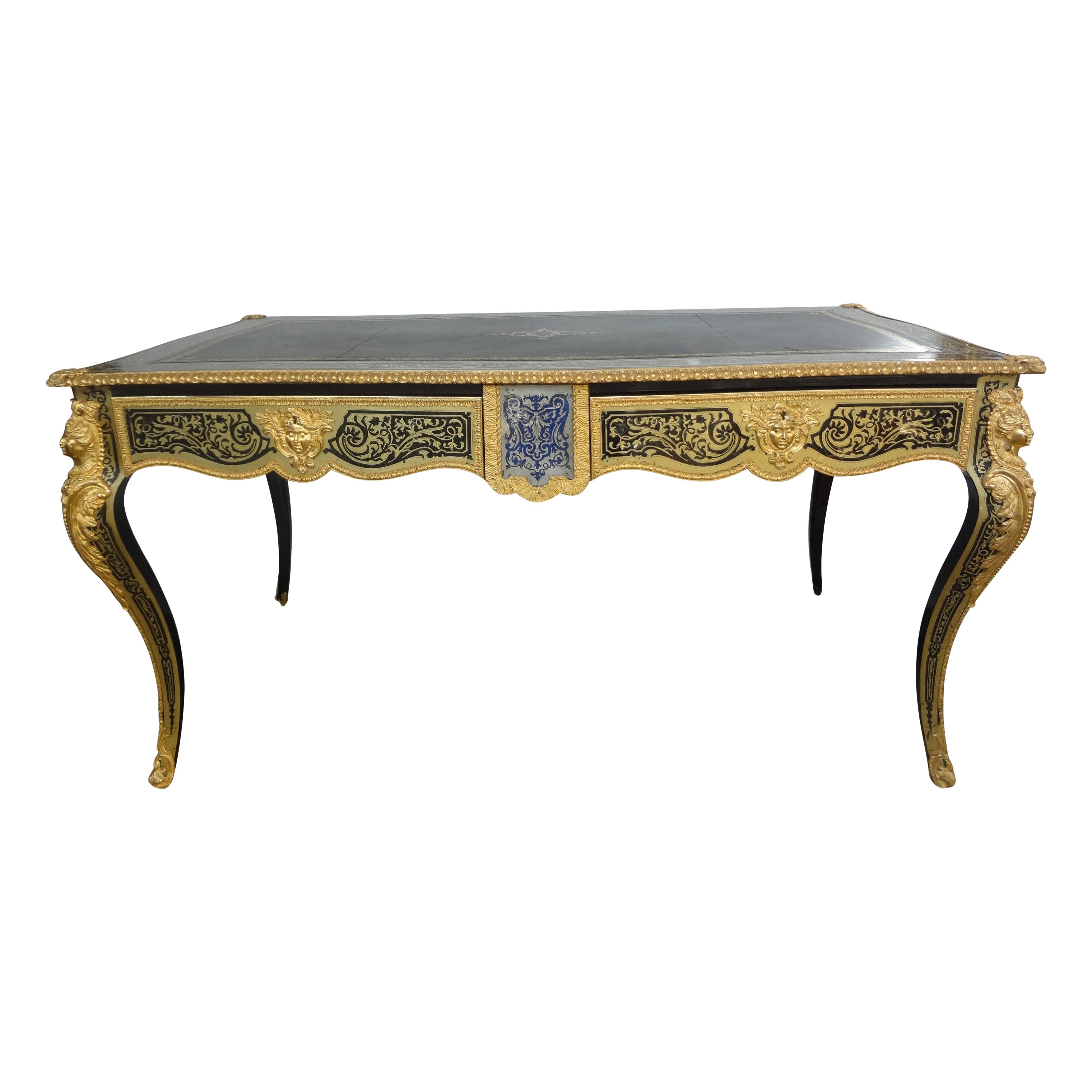 19th Century French Louis XV Style Boulle Desk