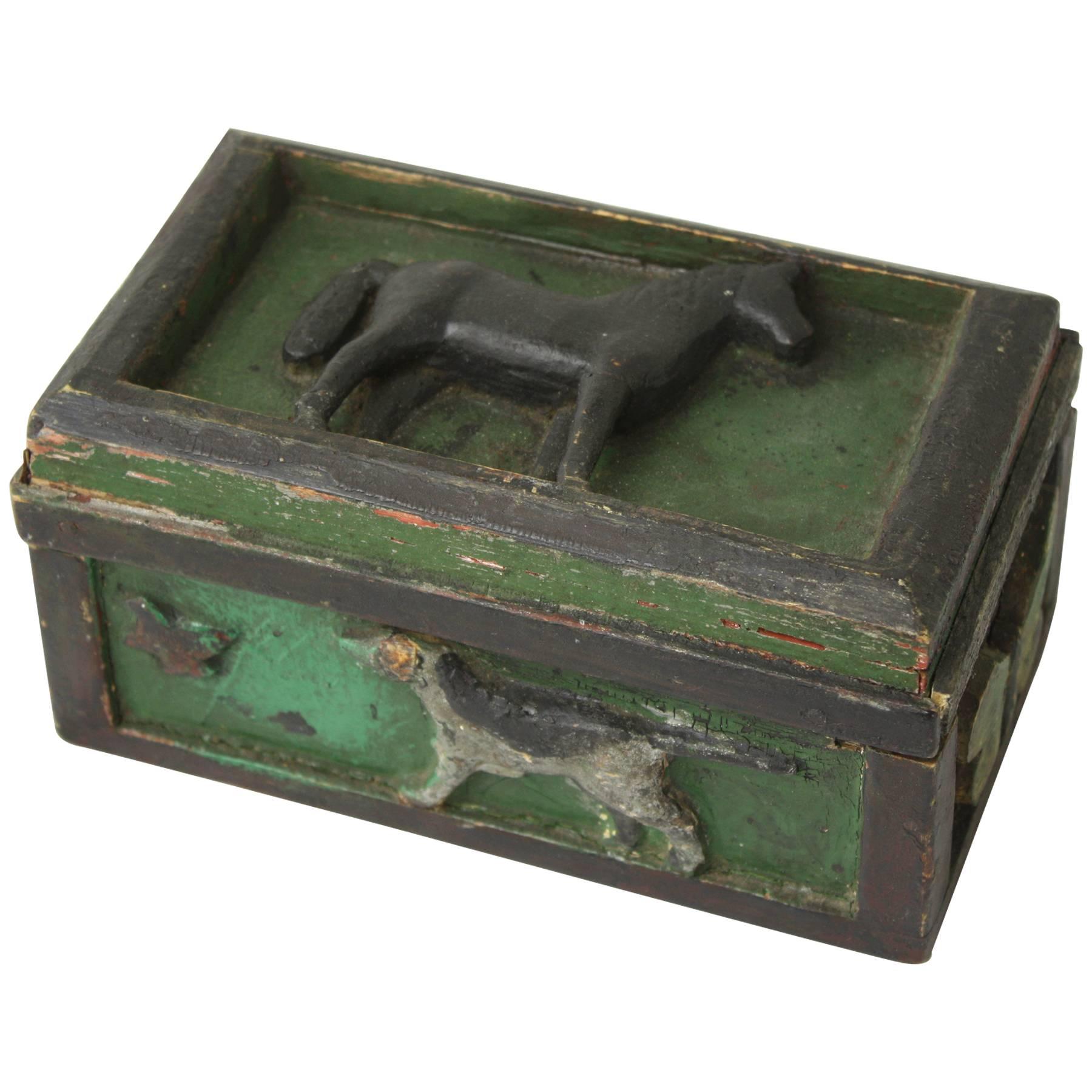 Antique Swedish Box Carved with Animals 