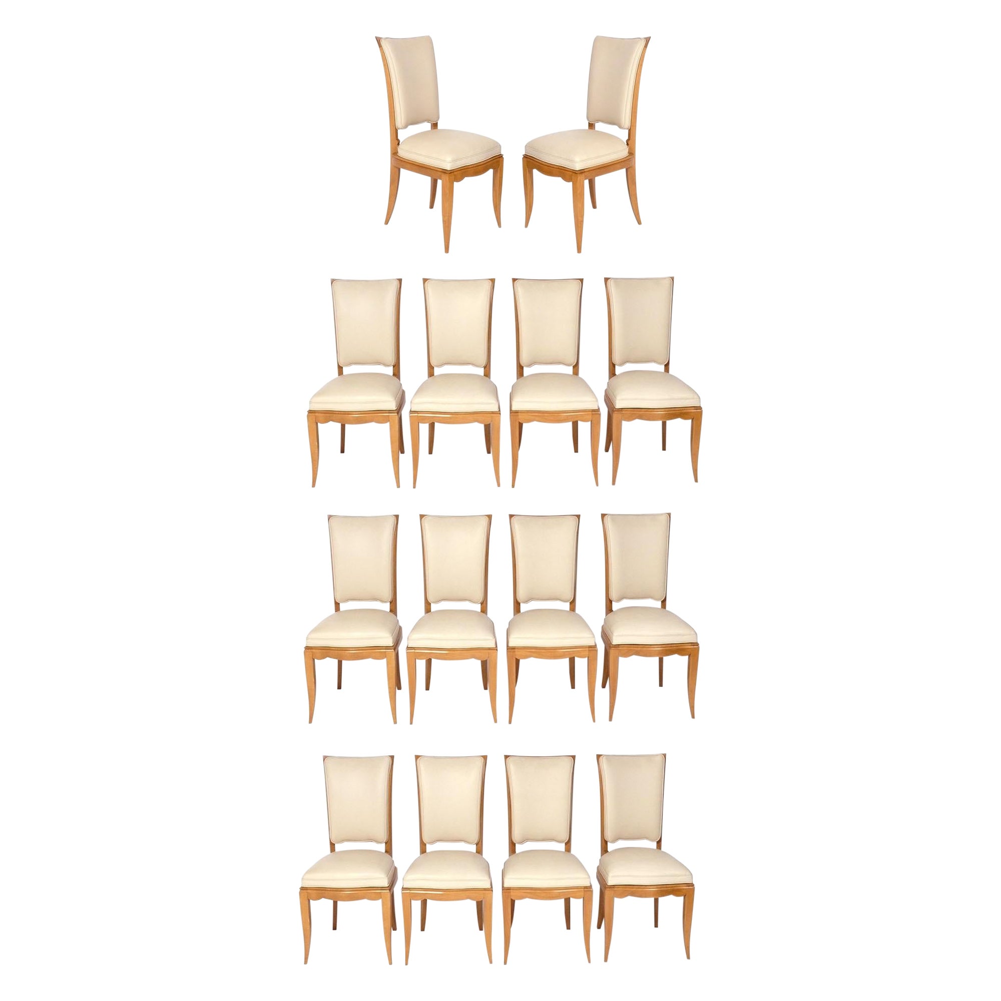 French Art Deco Style Dining Chairs Jules Leleu Design 14 Available