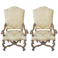 Pair of Italian Baroque Gilt Armchairs