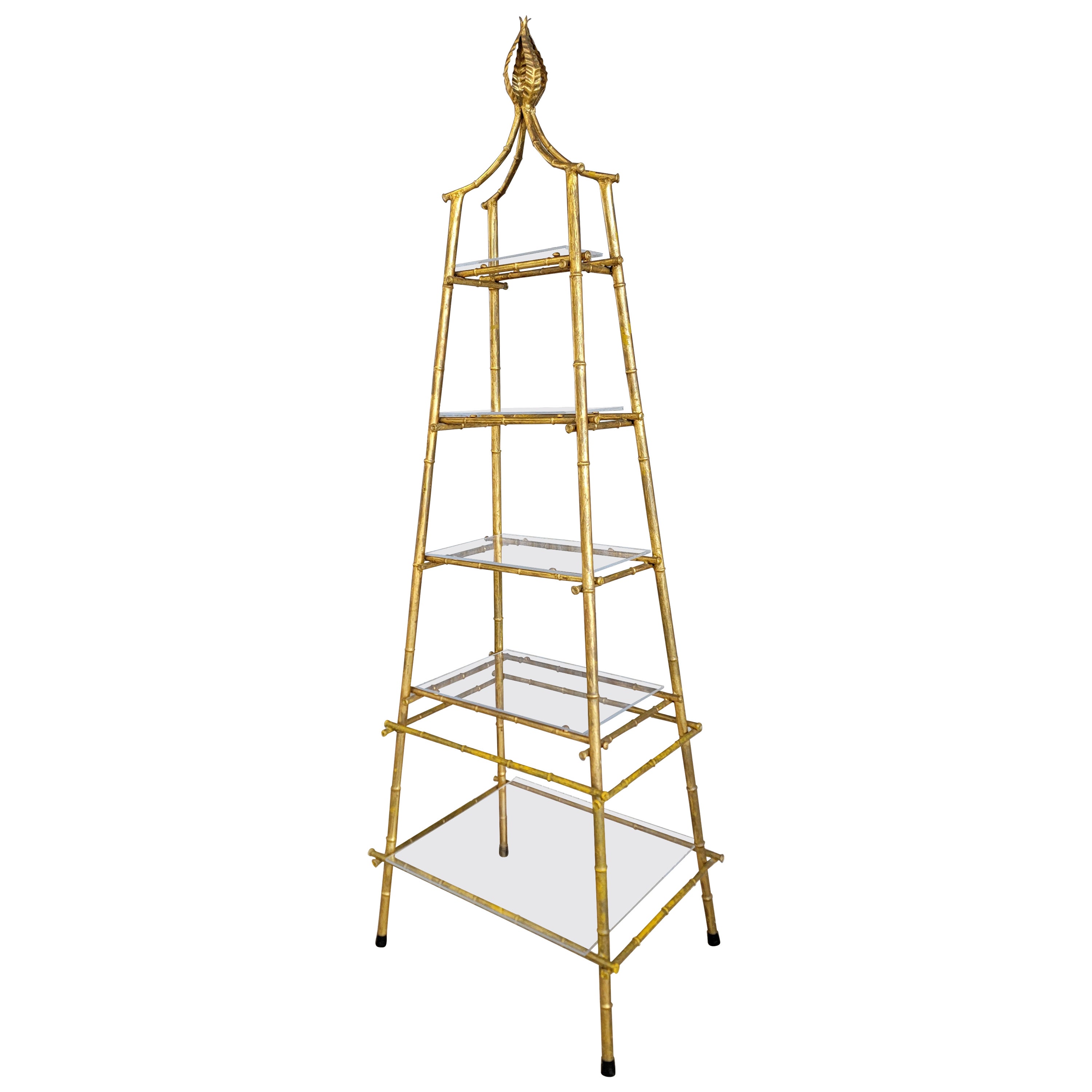 Gilt Metal Faux Bamboo Hollywood Regency Etagere' For Sale