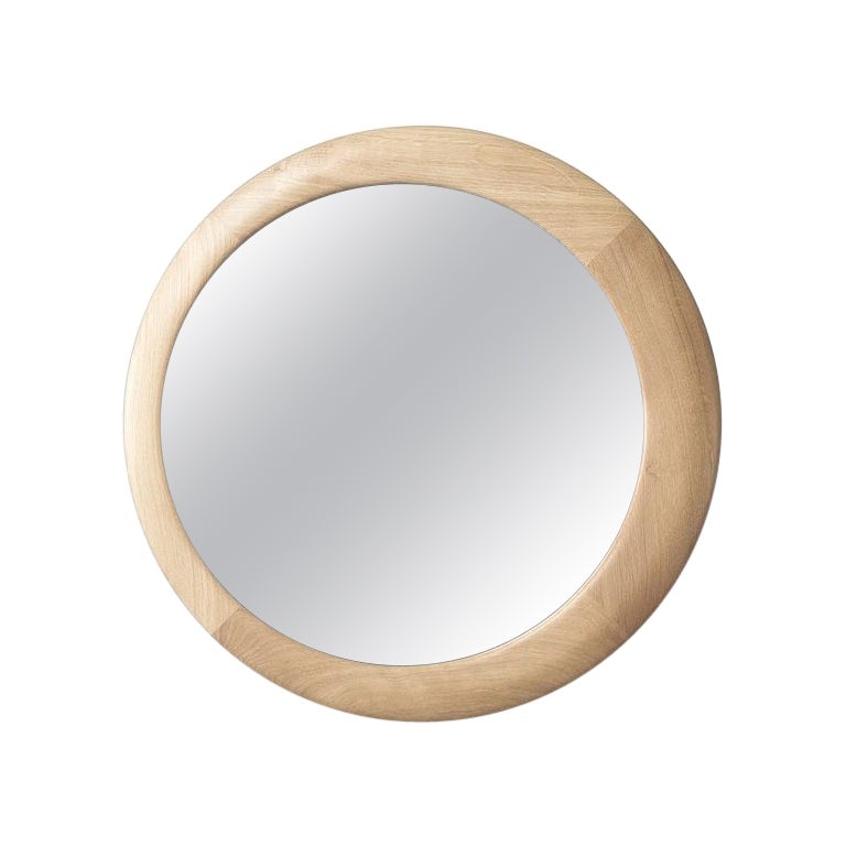 Contemporary Medium Wall Mirror with Wooden Frame For Sale