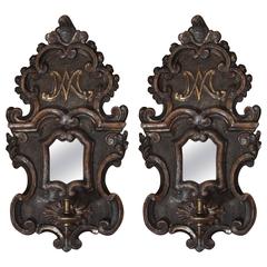 Pair of Silver Gilt Mirrored Single Arm Wall Sconces