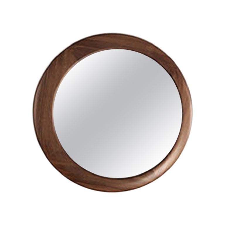 Contemporary Small Wall Mirror with Wooden Frame For Sale